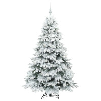 Produktbild för Konstgjord julgran med 300 LED-lampor Vit 180 cm PE och PVC