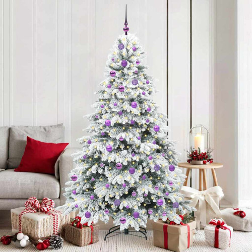 vidaXL Konstgjord julgran med 300 LED-lampor Vit 180 cm PE och PVC