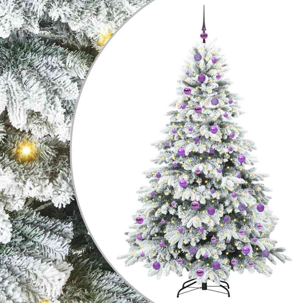 Produktbild för Konstgjord julgran med 300 LED-lampor Vit 180 cm PE och PVC