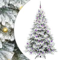 Produktbild för Konstgjord julgran med 300 LED-lampor Vit 180 cm PE och PVC