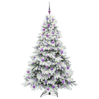 Produktbild för Konstgjord julgran med 300 LED-lampor Vit 180 cm PE och PVC