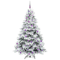 Produktbild för Konstgjord julgran med 300 LED-lampor Vit 180 cm PE och PVC