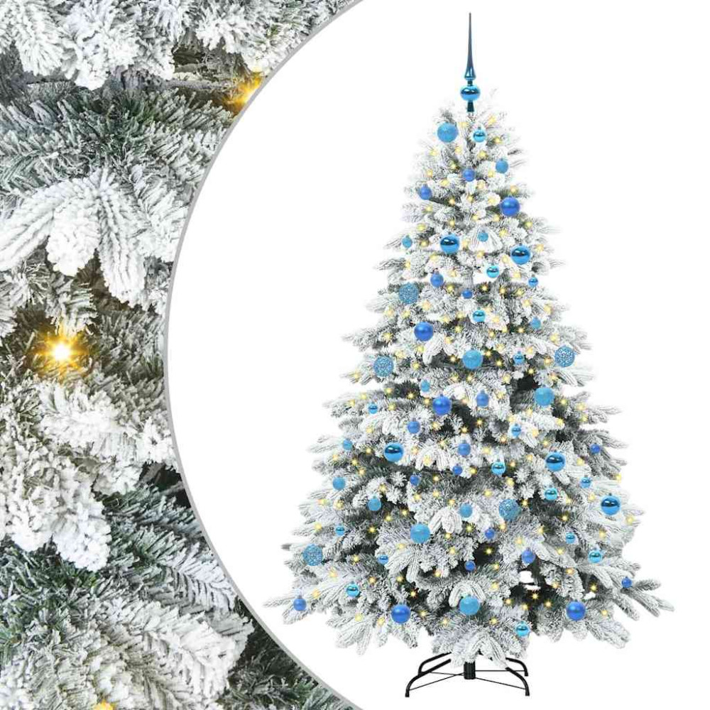 Produktbild för Konstgjord julgran med 300 LED-lampor Vit 180 cm PE och PVC