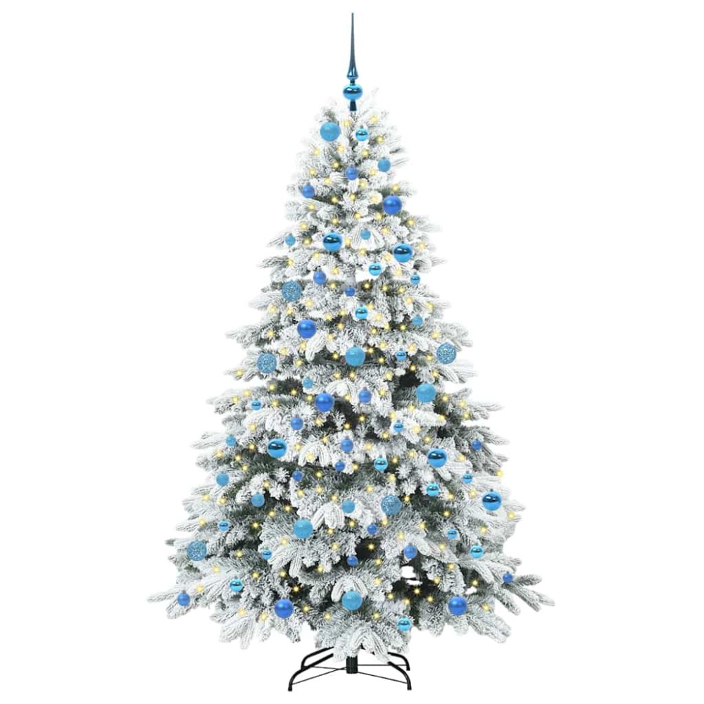 Produktbild för Konstgjord julgran med 300 LED-lampor Vit 180 cm PE och PVC