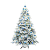 Produktbild för Konstgjord julgran med 300 LED-lampor Vit 180 cm PE och PVC