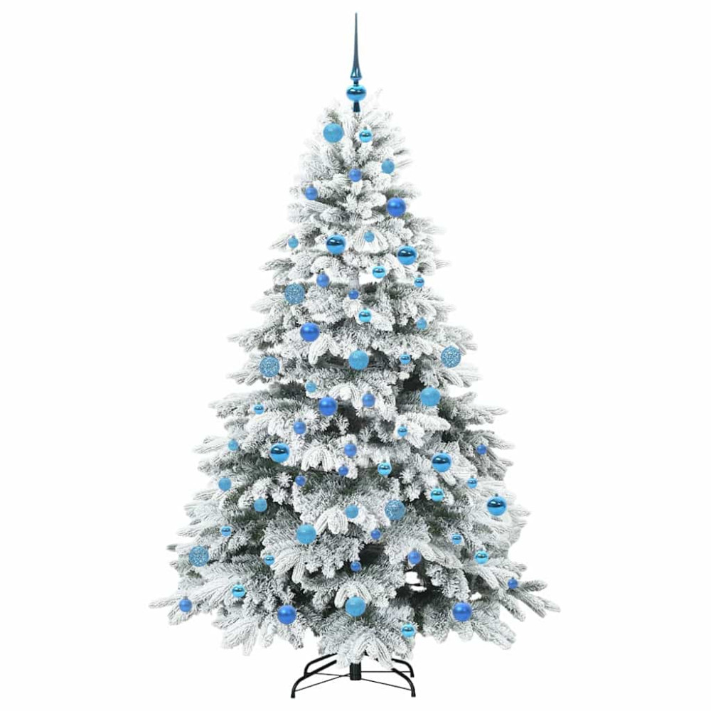 Produktbild för Konstgjord julgran med 300 LED-lampor Vit 180 cm PE och PVC