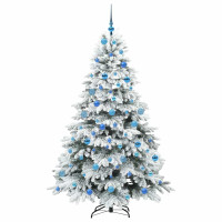 Produktbild för Konstgjord julgran med 300 LED-lampor Vit 180 cm PE och PVC