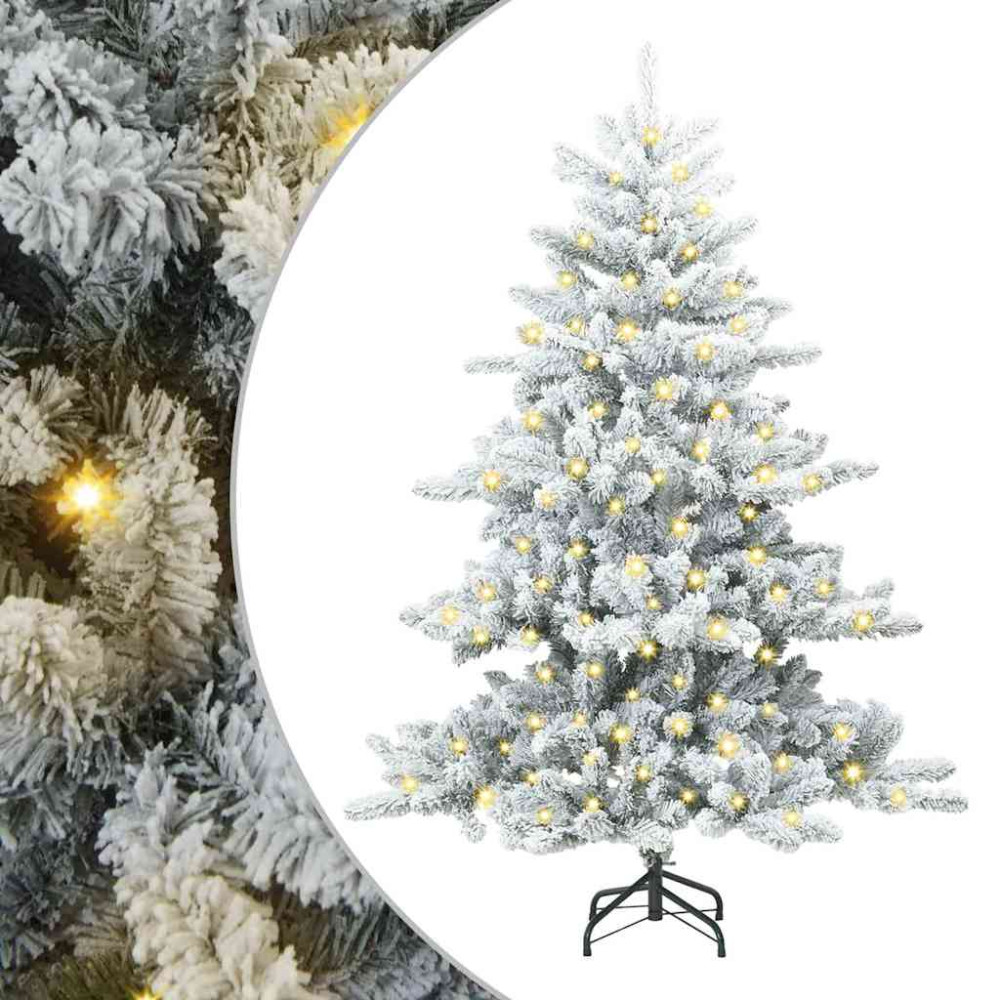 Produktbild för Plast Hingad Julgran med 150 LED-lampor Vit 150 cm PVC och stål
