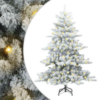 Produktbild för Plast Hingad Julgran med 150 LED-lampor Vit 150 cm PVC och stål