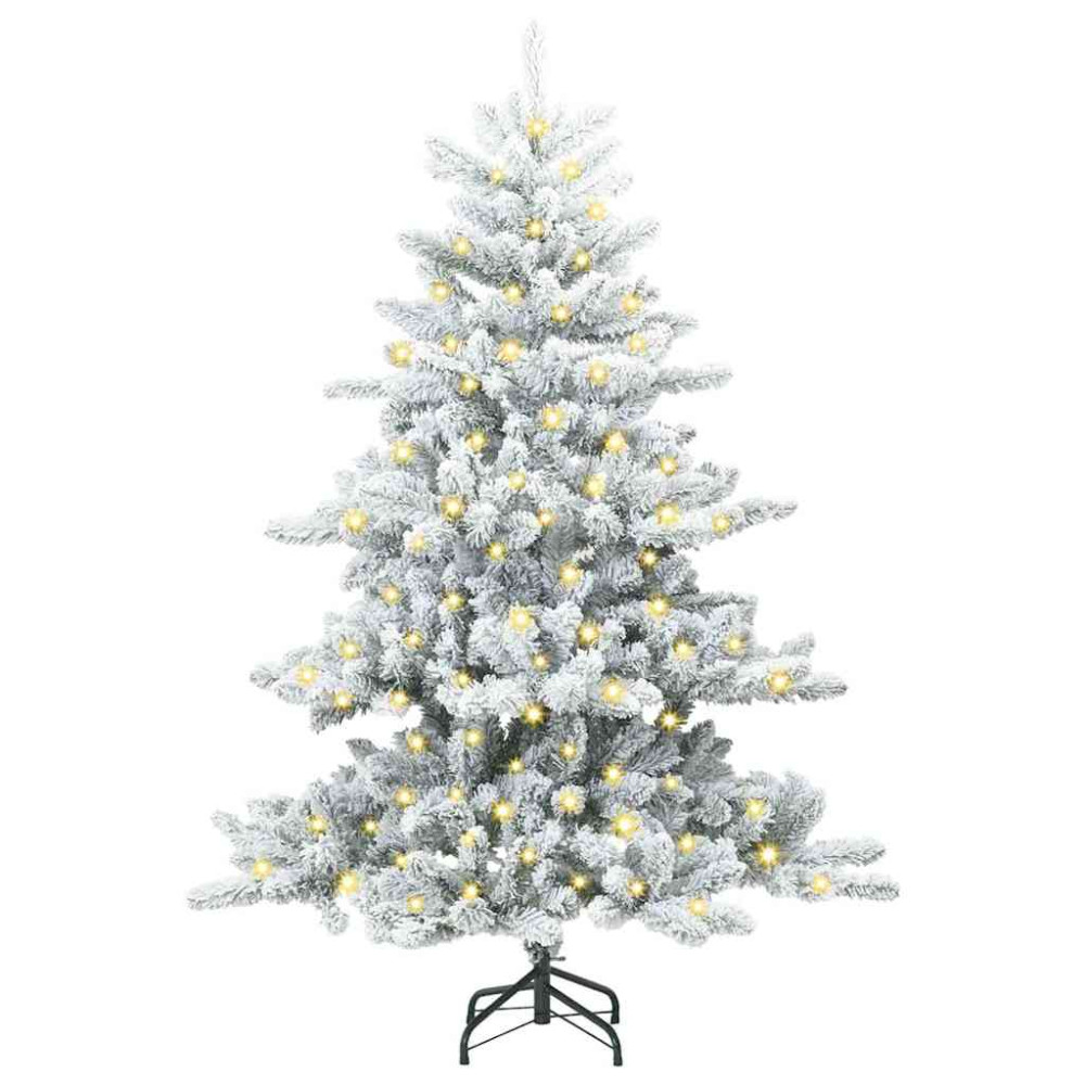 Produktbild för Plast Hingad Julgran med 150 LED-lampor Vit 150 cm PVC och stål