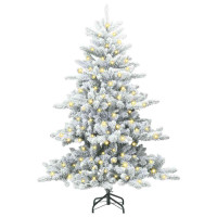 Produktbild för Plast Hingad Julgran med 150 LED-lampor Vit 150 cm PVC och stål