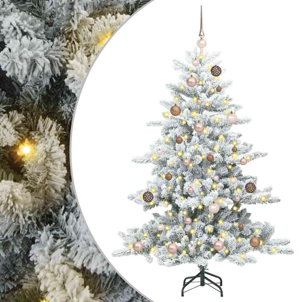 Produktbild för Plast Hingad Julgran med 150 LED-lampor Vit 150 cm PVC och stål