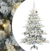 Produktbild för Plast Hingad Julgran med 150 LED-lampor Vit 150 cm PVC och stål