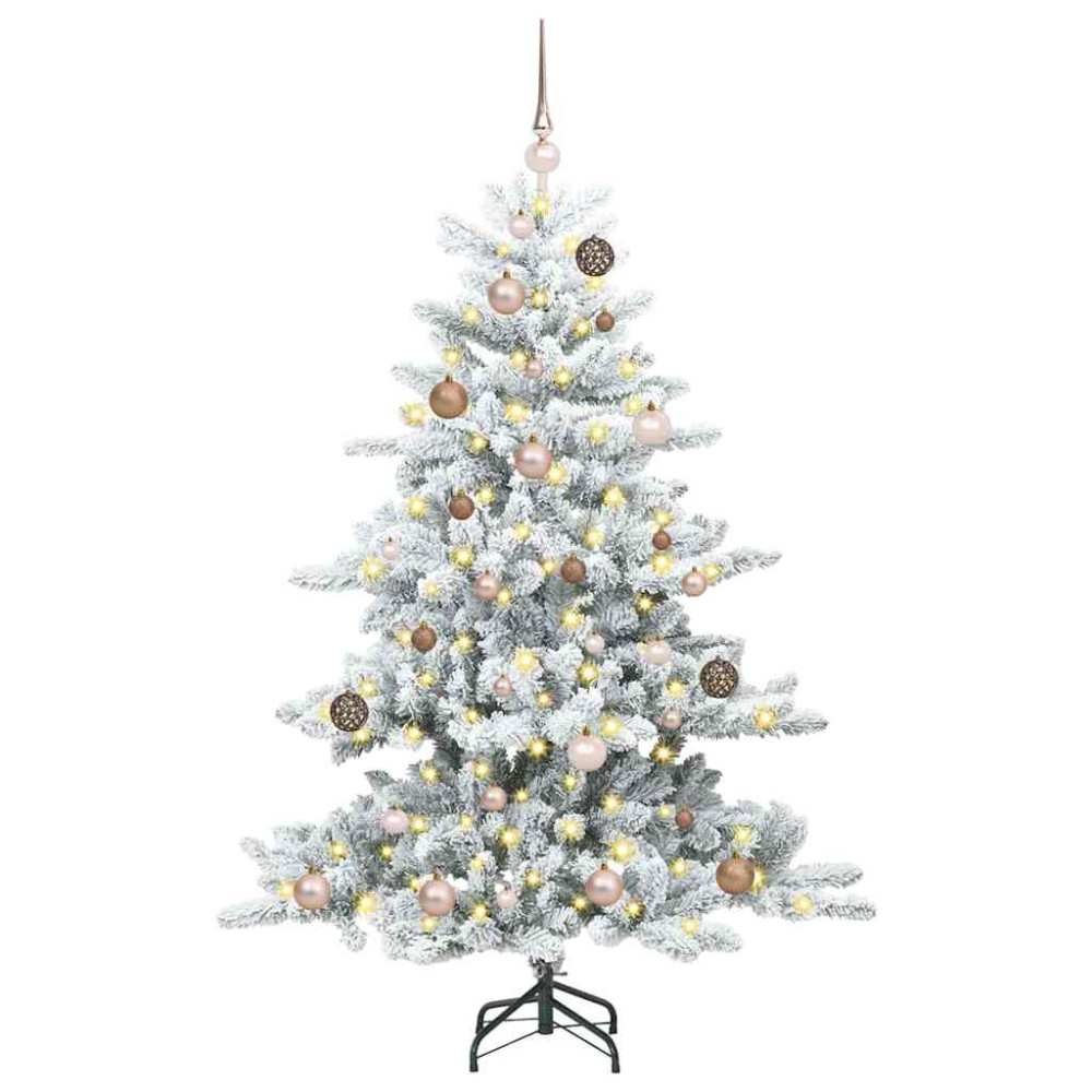 Produktbild för Plast Hingad Julgran med 150 LED-lampor Vit 150 cm PVC och stål