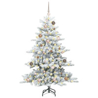 Produktbild för Plast Hingad Julgran med 150 LED-lampor Vit 150 cm PVC och stål