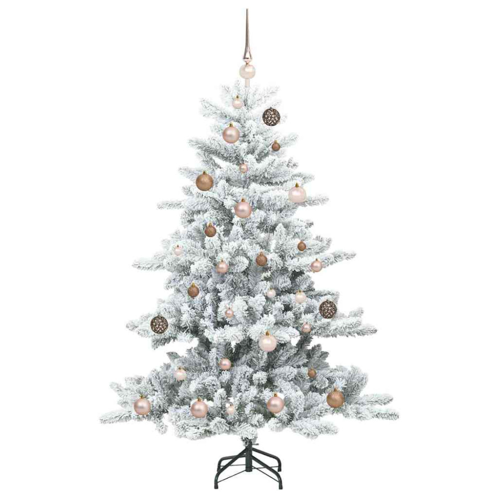 Produktbild för Plast Hingad Julgran med 150 LED-lampor Vit 150 cm PVC och stål