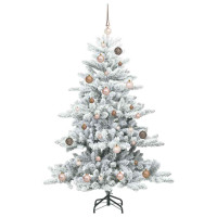 Produktbild för Plast Hingad Julgran med 150 LED-lampor Vit 150 cm PVC och stål