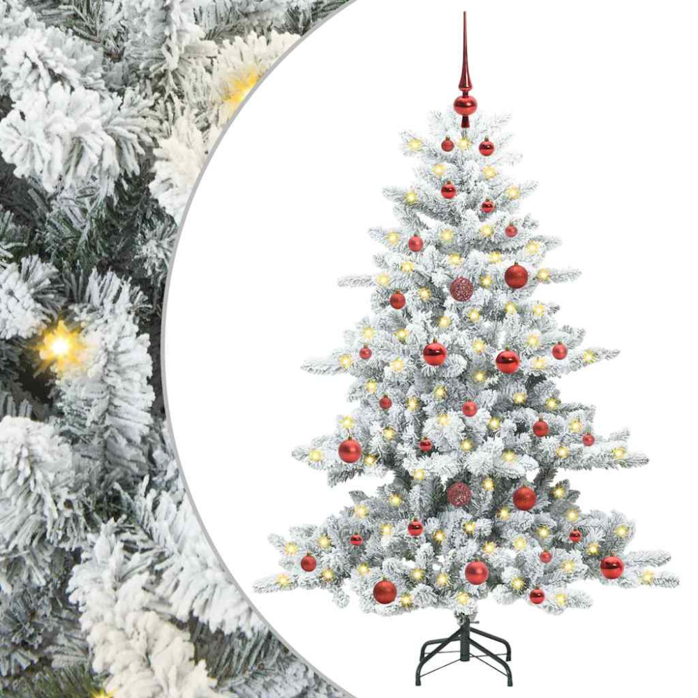 Produktbild för Plast Hingad Julgran med 150 LED-lampor Vit 150 cm PVC och stål