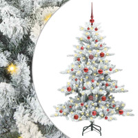 Produktbild för Plast Hingad Julgran med 150 LED-lampor Vit 150 cm PVC och stål