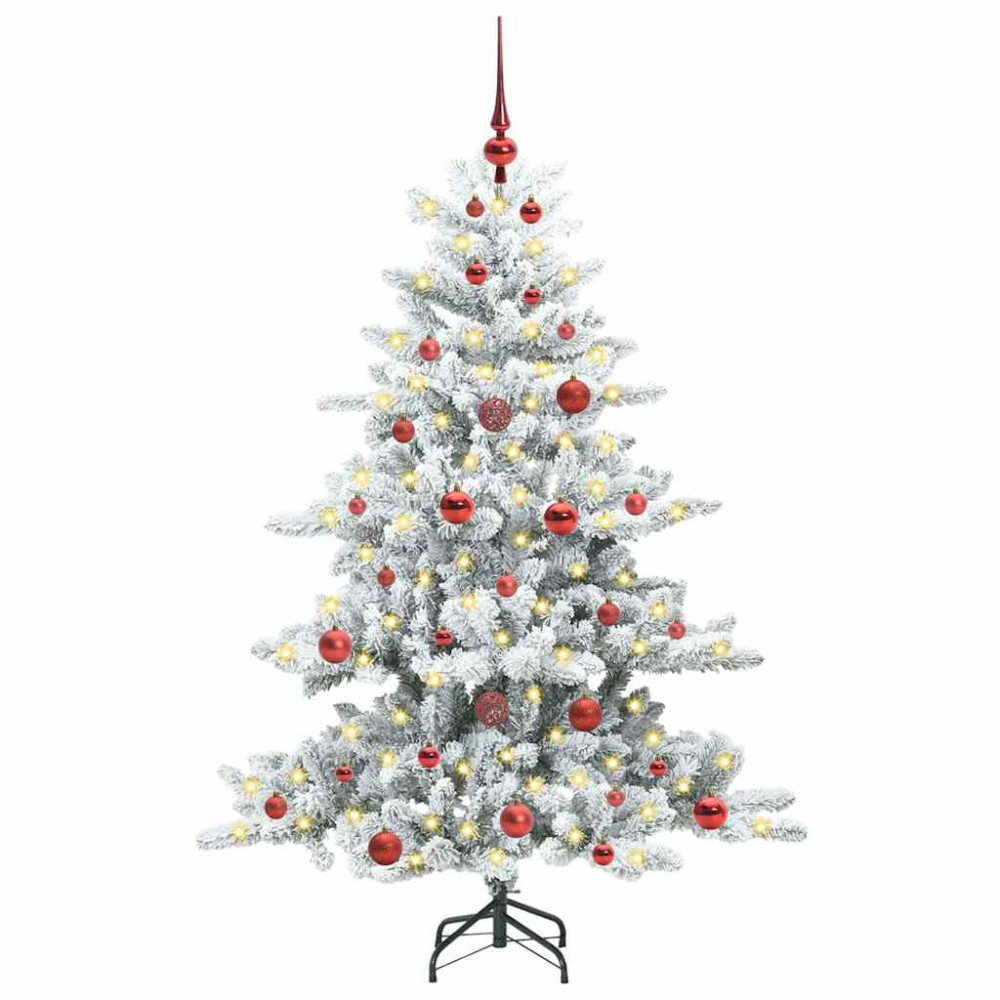 Produktbild för Plast Hingad Julgran med 150 LED-lampor Vit 150 cm PVC och stål