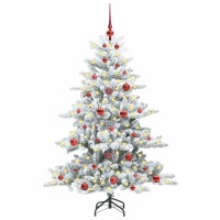 Produktbild för Plast Hingad Julgran med 150 LED-lampor Vit 150 cm PVC och stål