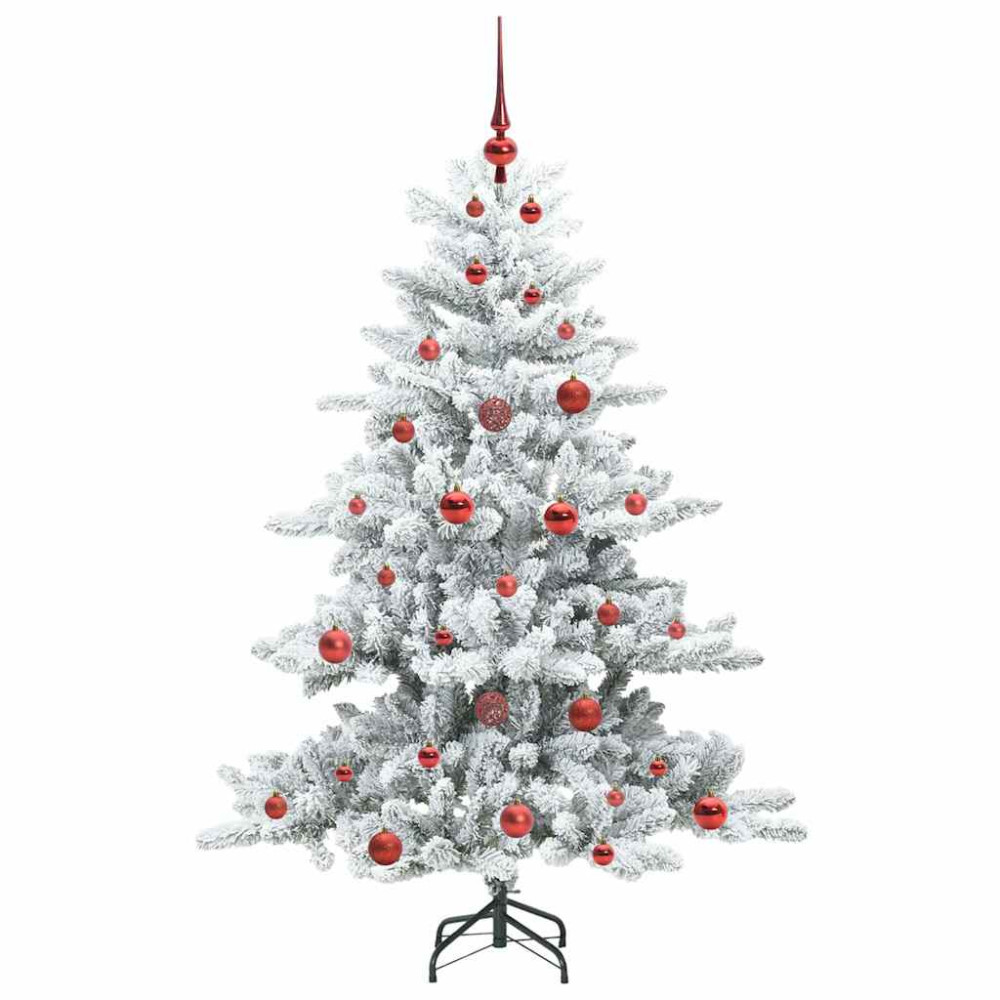 Produktbild för Plast Hingad Julgran med 150 LED-lampor Vit 150 cm PVC och stål
