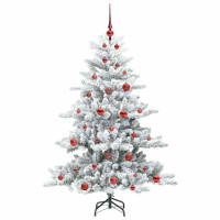 Produktbild för Plast Hingad Julgran med 150 LED-lampor Vit 150 cm PVC och stål