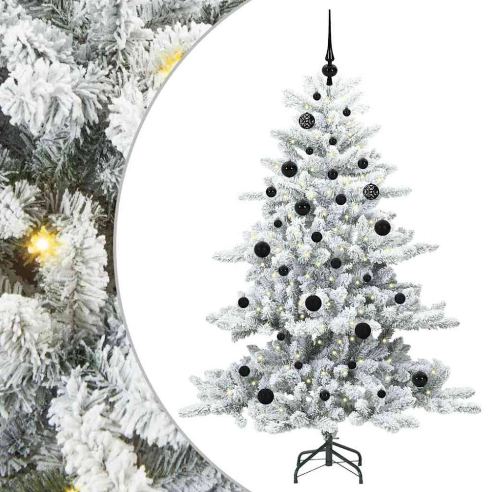 Produktbild för Plast Hingad Julgran med 150 LED-lampor Vit 150 cm PVC och stål