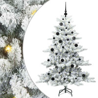 Produktbild för Plast Hingad Julgran med 150 LED-lampor Vit 150 cm PVC och stål