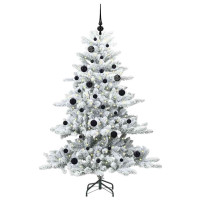 Produktbild för Plast Hingad Julgran med 150 LED-lampor Vit 150 cm PVC och stål