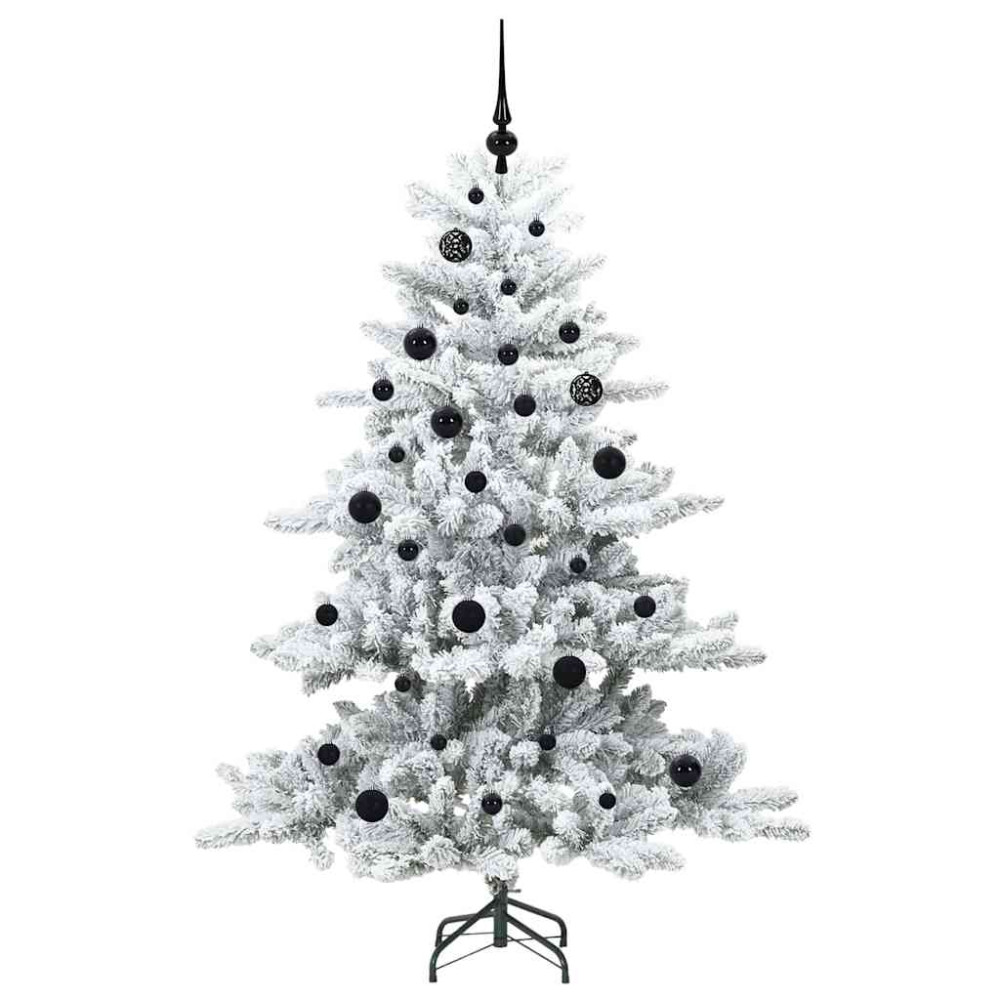 Produktbild för Plast Hingad Julgran med 150 LED-lampor Vit 150 cm PVC och stål