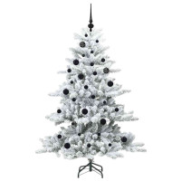 Produktbild för Plast Hingad Julgran med 150 LED-lampor Vit 150 cm PVC och stål