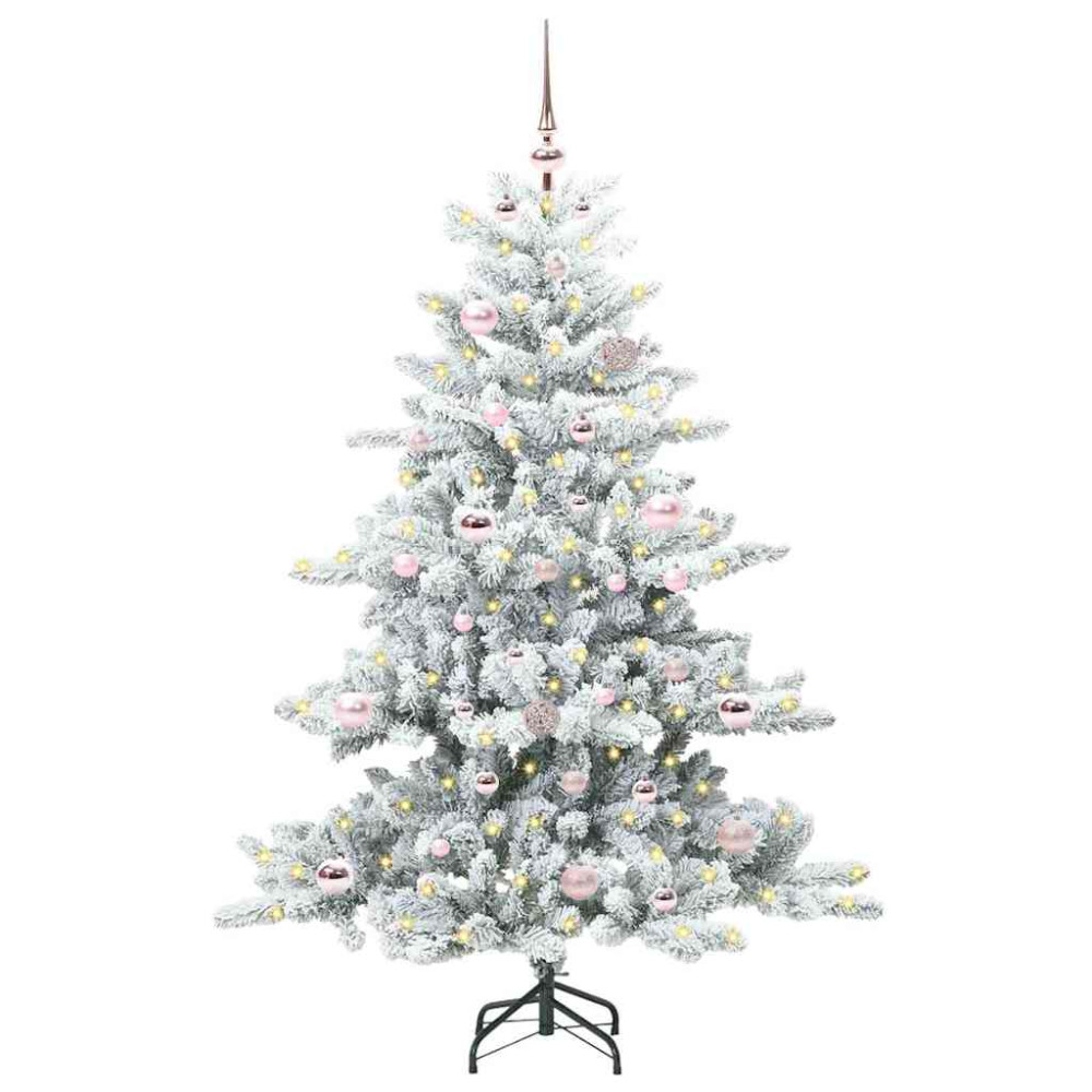 Produktbild för Plast Hingad Julgran med 150 LED-lampor Vit 150 cm PVC och stål