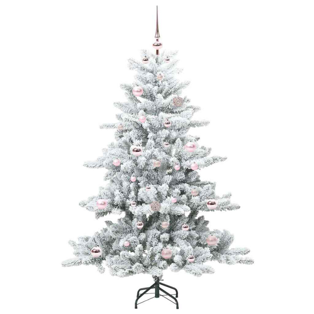 Produktbild för Plast Hingad Julgran med 150 LED-lampor Vit 150 cm PVC och stål