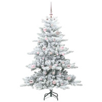 Produktbild för Plast Hingad Julgran med 150 LED-lampor Vit 150 cm PVC och stål