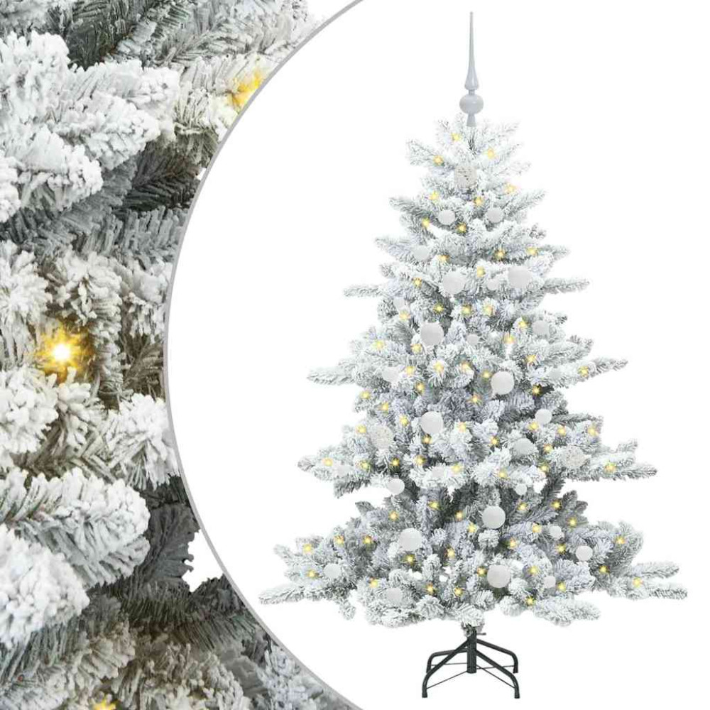 Produktbild för Plast Hingad Julgran med 150 LED-lampor Vit 150 cm PVC och stål