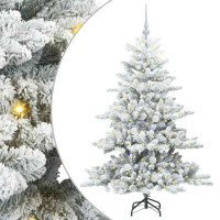 Produktbild för Plast Hingad Julgran med 150 LED-lampor Vit 150 cm PVC och stål