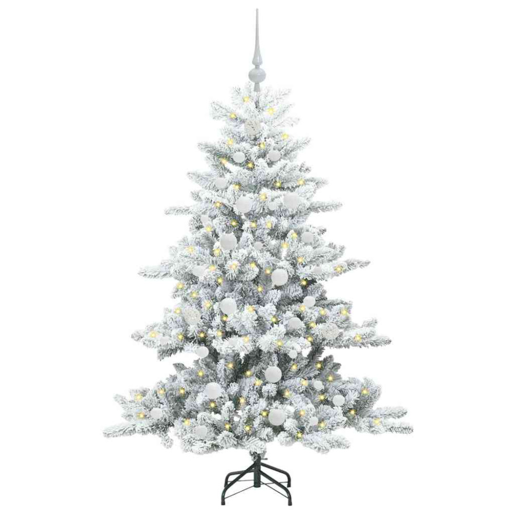 Produktbild för Plast Hingad Julgran med 150 LED-lampor Vit 150 cm PVC och stål