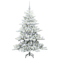 Produktbild för Plast Hingad Julgran med 150 LED-lampor Vit 150 cm PVC och stål