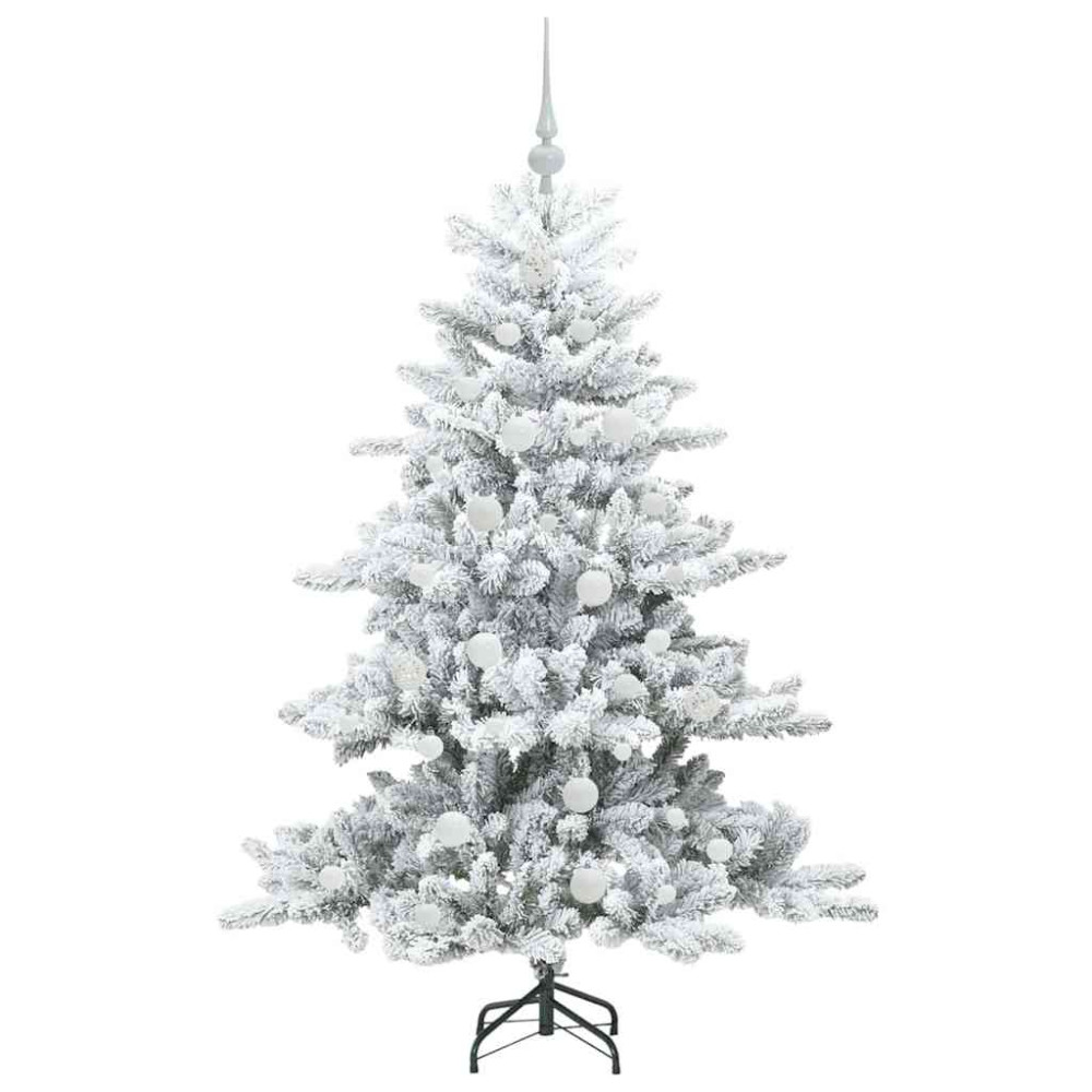 Produktbild för Plast Hingad Julgran med 150 LED-lampor Vit 150 cm PVC och stål