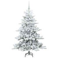 Produktbild för Plast Hingad Julgran med 150 LED-lampor Vit 150 cm PVC och stål