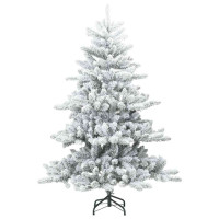 Produktbild för Plast Hingad Julgran med 150 LED-lampor Vit 150 cm PVC och stål