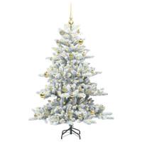 Produktbild för Plast Hingad Julgran med 150 LED-lampor Vit 150 cm PVC och stål