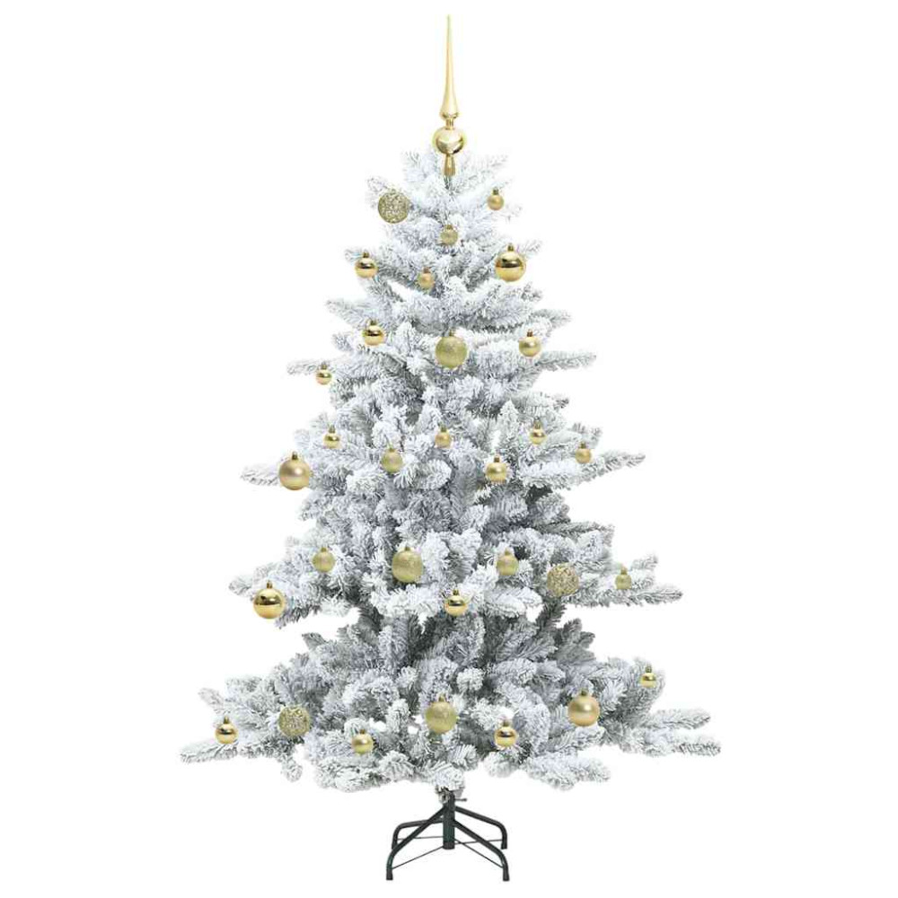Produktbild för Plast Hingad Julgran med 150 LED-lampor Vit 150 cm PVC och stål