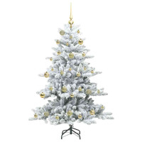 Produktbild för Plast Hingad Julgran med 150 LED-lampor Vit 150 cm PVC och stål