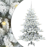 Produktbild för Plast Hingad Julgran med 150 LED-lampor Vit 150 cm PVC och stål