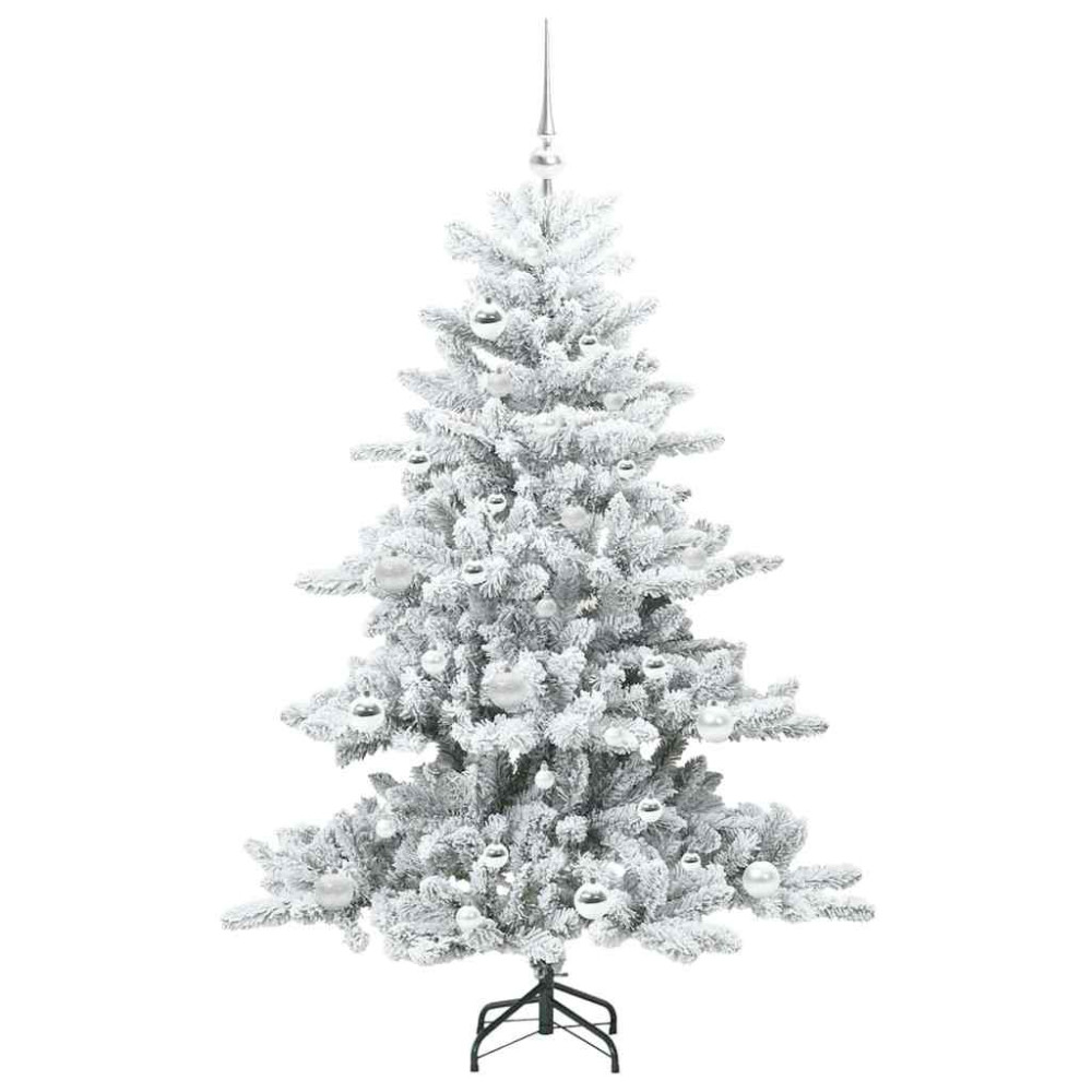 Produktbild för Plast Hingad Julgran med 150 LED-lampor Vit 150 cm PVC och stål