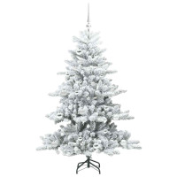 Produktbild för Plast Hingad Julgran med 150 LED-lampor Vit 150 cm PVC och stål