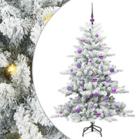 Produktbild för Plast Hingad Julgran med 150 LED-lampor Vit 150 cm PVC och stål