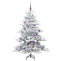 Produktbild för Plast Hingad Julgran med 150 LED-lampor Vit 150 cm PVC och stål